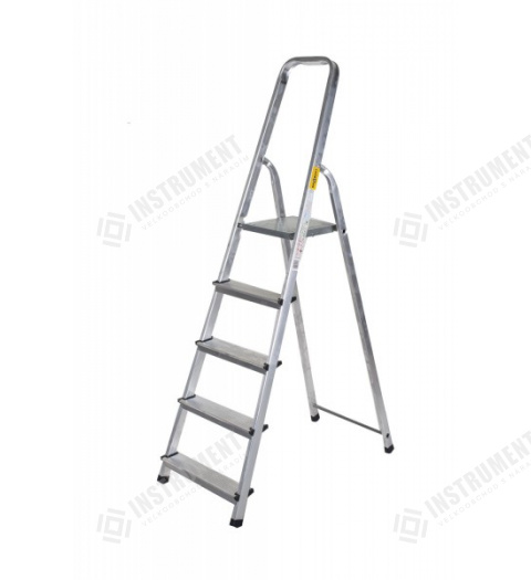 rebrík AL 5 jednostranný s madlom / schodíky 1 x 5