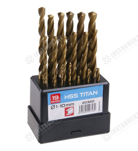 vrták do kovu HSS TITAN sada 19ks 1-10mm po 0,5mm