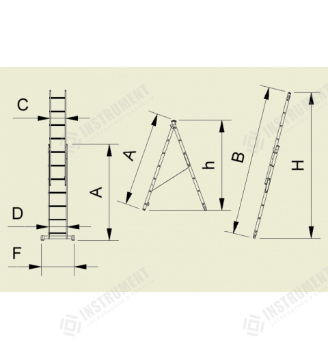 rebrík dvoj.univ.2x8-2,42/3,83m Alve FORTE 8508